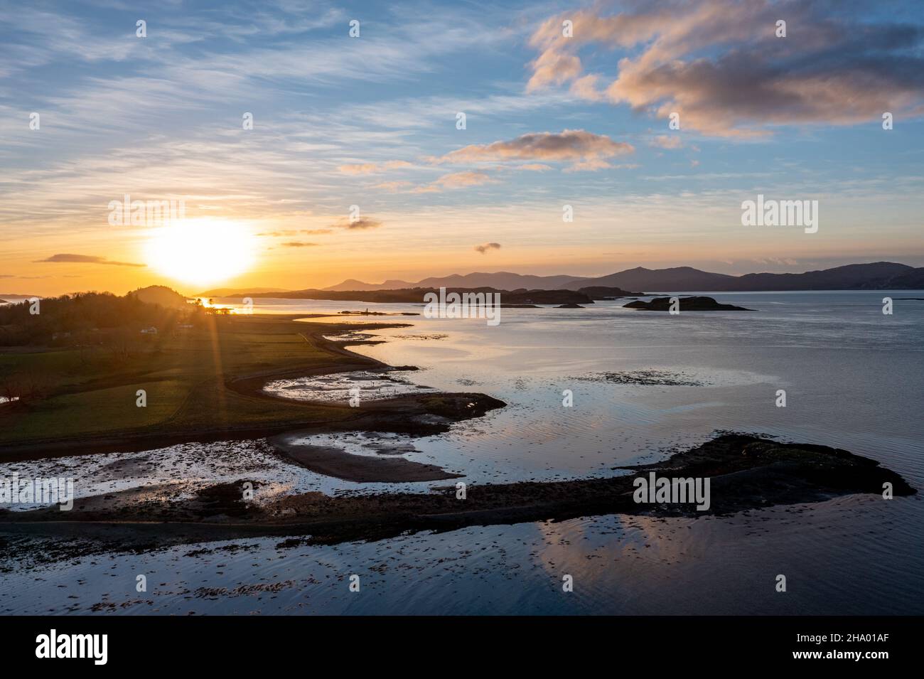 Port Appin Sunset, Argyle, Schottland, Großbritannien Stockfoto