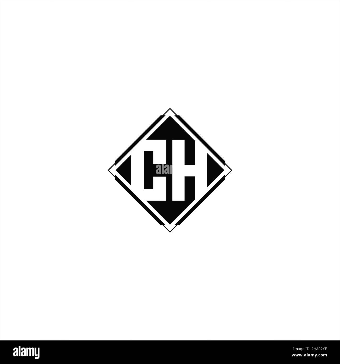 Monogram-Logo-Design mit quadratischer Rautenform isoliert auf schwarzem Hintergrund und weißem Hintergrund Stock Vektor