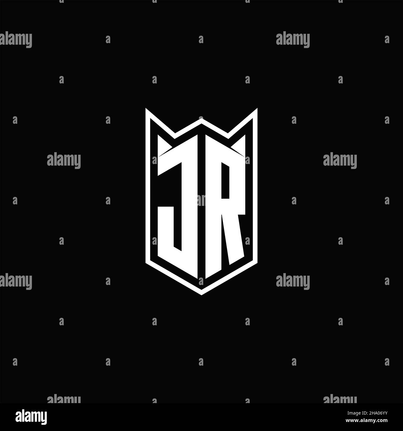 JR Logo Monogramm mit Schild Form Designs Vorlage Vektor-Symbol modern Stock Vektor