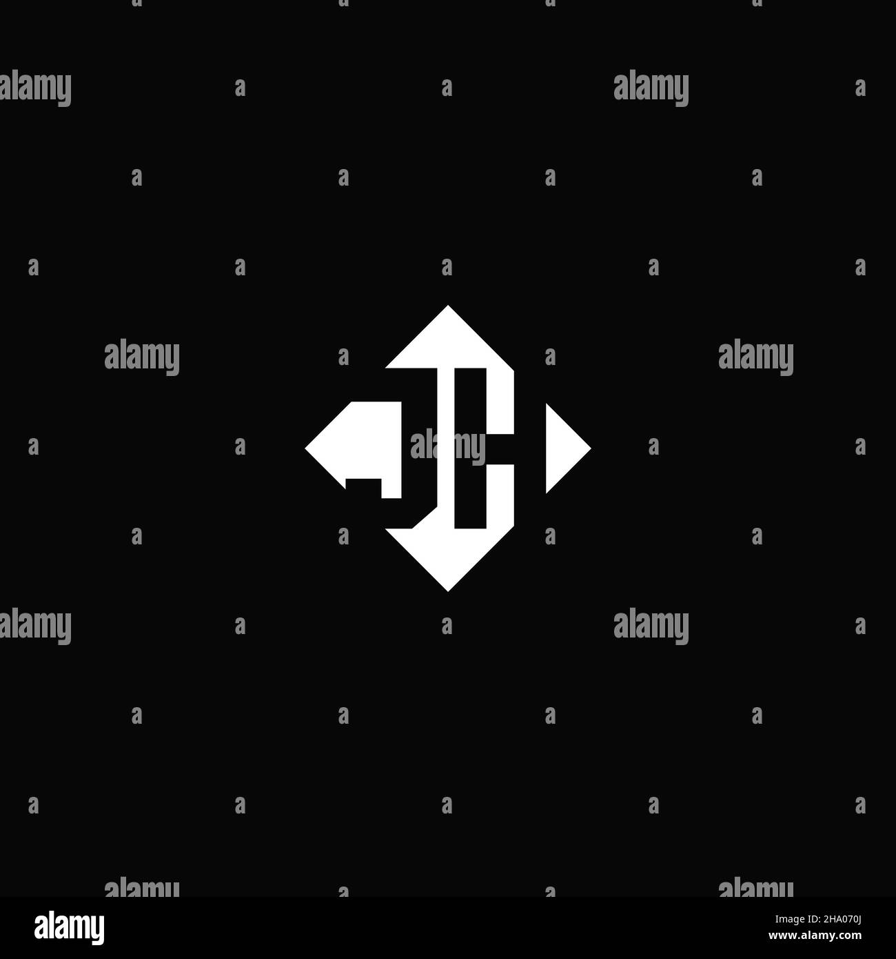 Monogram Logo Design mit quadratischer Rautenform isoliert auf schwarzem Hintergrund Stock Vektor