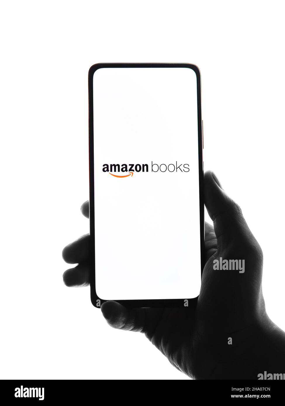 West Bangal, Indien - 05. Dezember 2021 : Amazon Books Logo auf Telefonbildschirm Stock image. Stockfoto