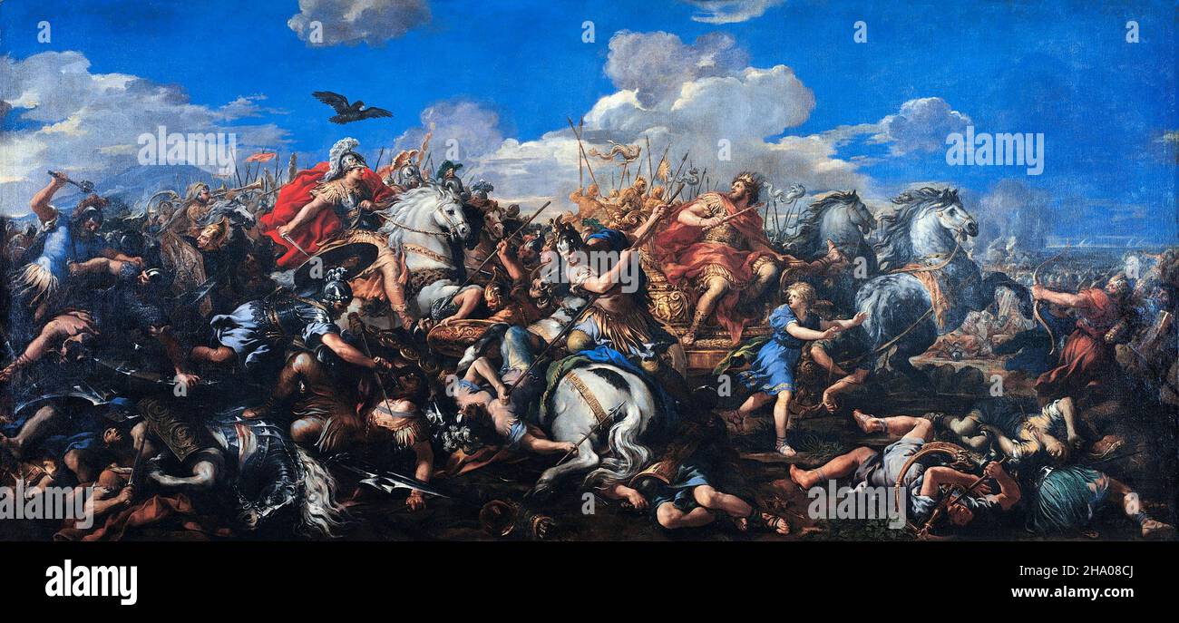 Schlacht von Alexander gegen Darius von Pietro da Cortona ( Pietro Berrettini: 1596/7-1669), Öl auf Leinwand, um 1644-50 Stockfoto