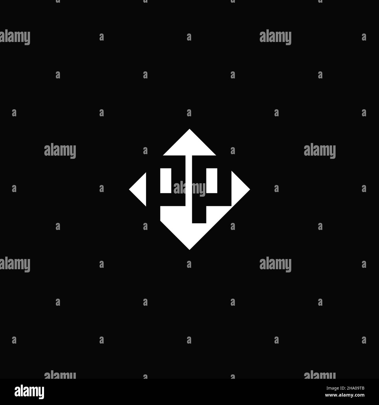 Monogram Logo Design mit quadratischer Rautenform isoliert auf schwarzem Hintergrund Stock Vektor