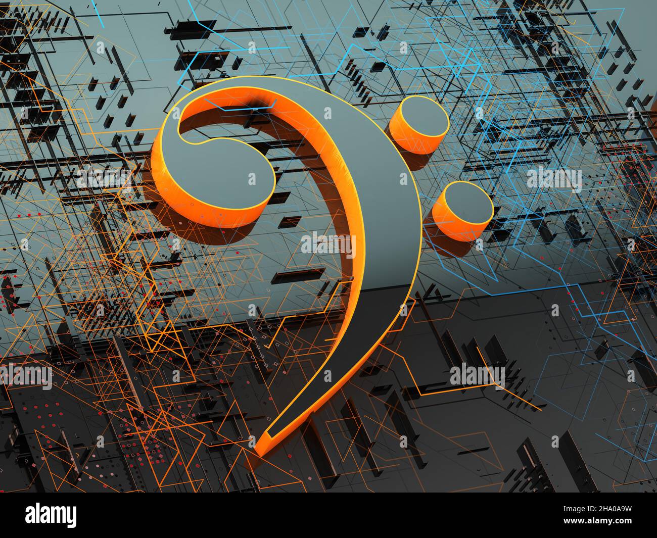 Musik-Konzept abstrakt background.Clef key.Technology und trendy music.3D Illustration.Sound Engineering und Musik-Design zu schaffen Stockfoto