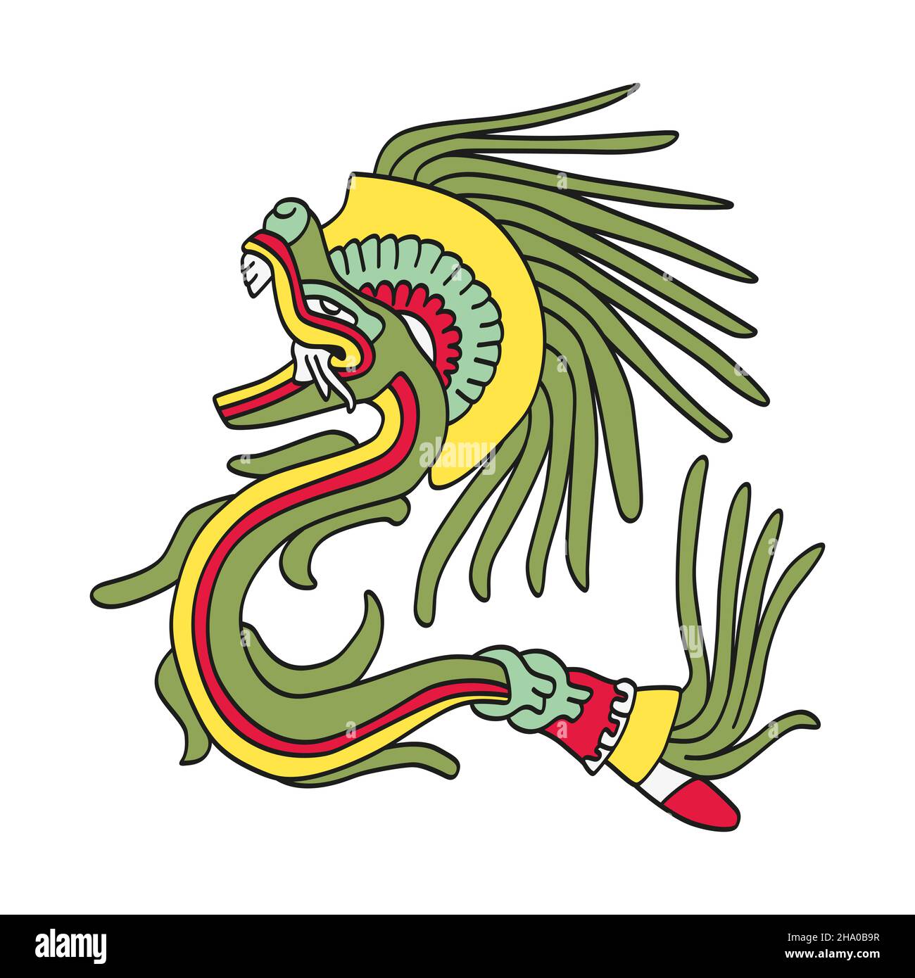 Quetzalcoatl, gefiederte Schlange, aztekischer gott, wie im Codex Telleriano-Remensis dargestellt. Er war mit Göttern des Windes und des Planeten Venus verwandt. Stockfoto