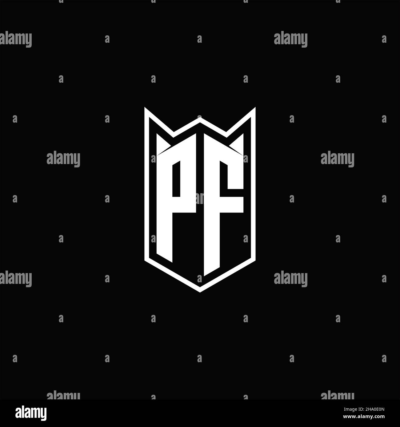 PF Logo Monogramm mit Schild Form Designs Vorlage VektorSymbol modern
