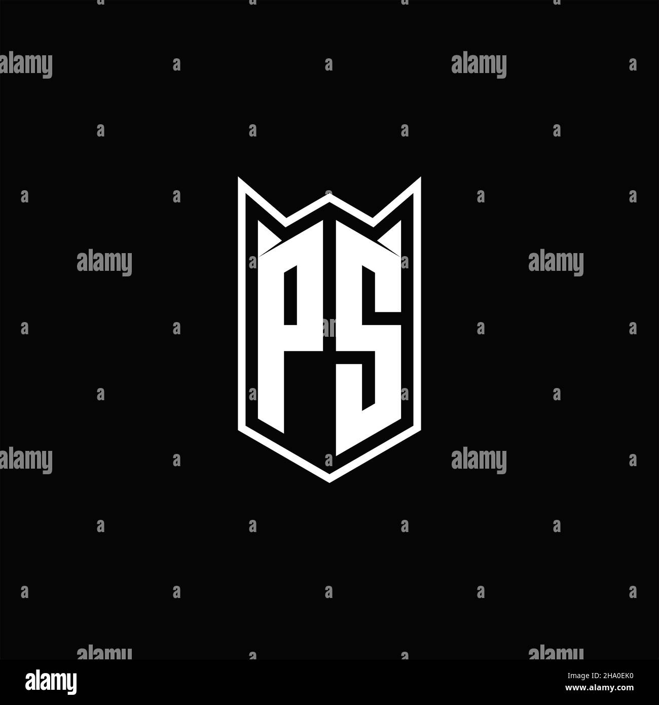 PS Logo Monogramm mit Schild Form Designs Vorlage Vektor-Symbol modern Stock Vektor