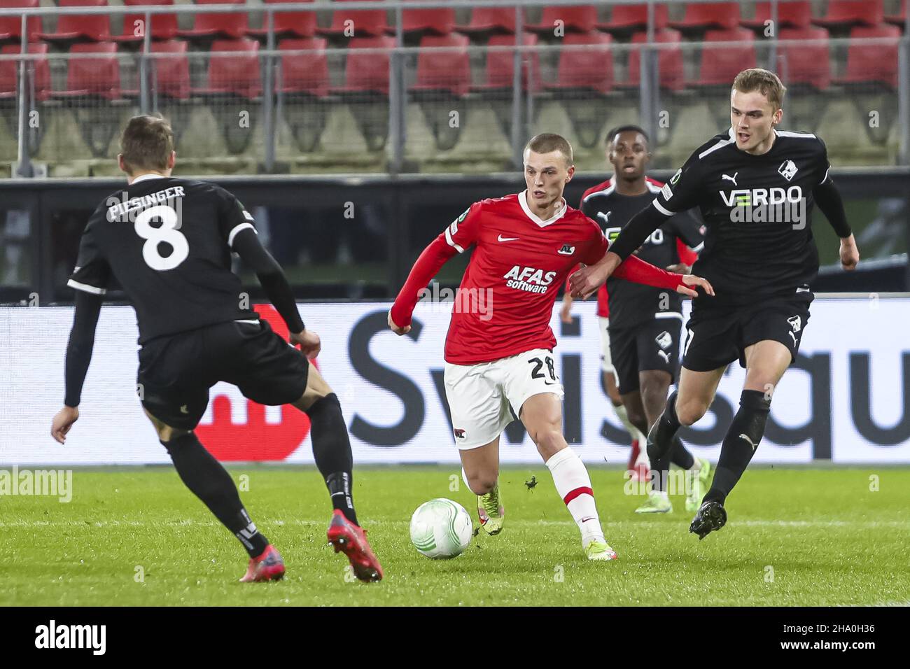 ALKMAAR - 31-08-2021, AFAS Stadium. UEFA European Conference League, Saison 2021/2022 während des Spiels AZ – Randers, AZ-Spieler Albert Gudmundsson (Foto von Pro Shots/Sipa USA) *** Weltrechte außer Österreich und den Niederlanden *** Stockfoto