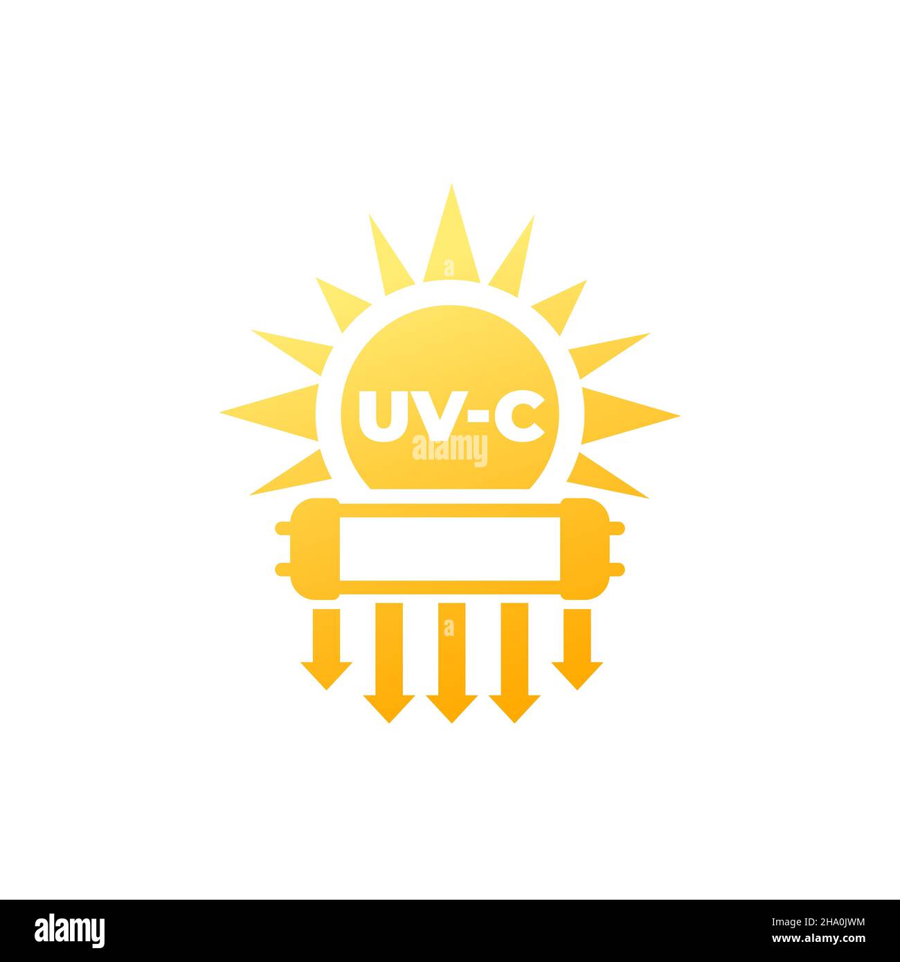 UV-C-Licht zur Desinfektion Symbol mit Sonne und Lampe Stock Vektor