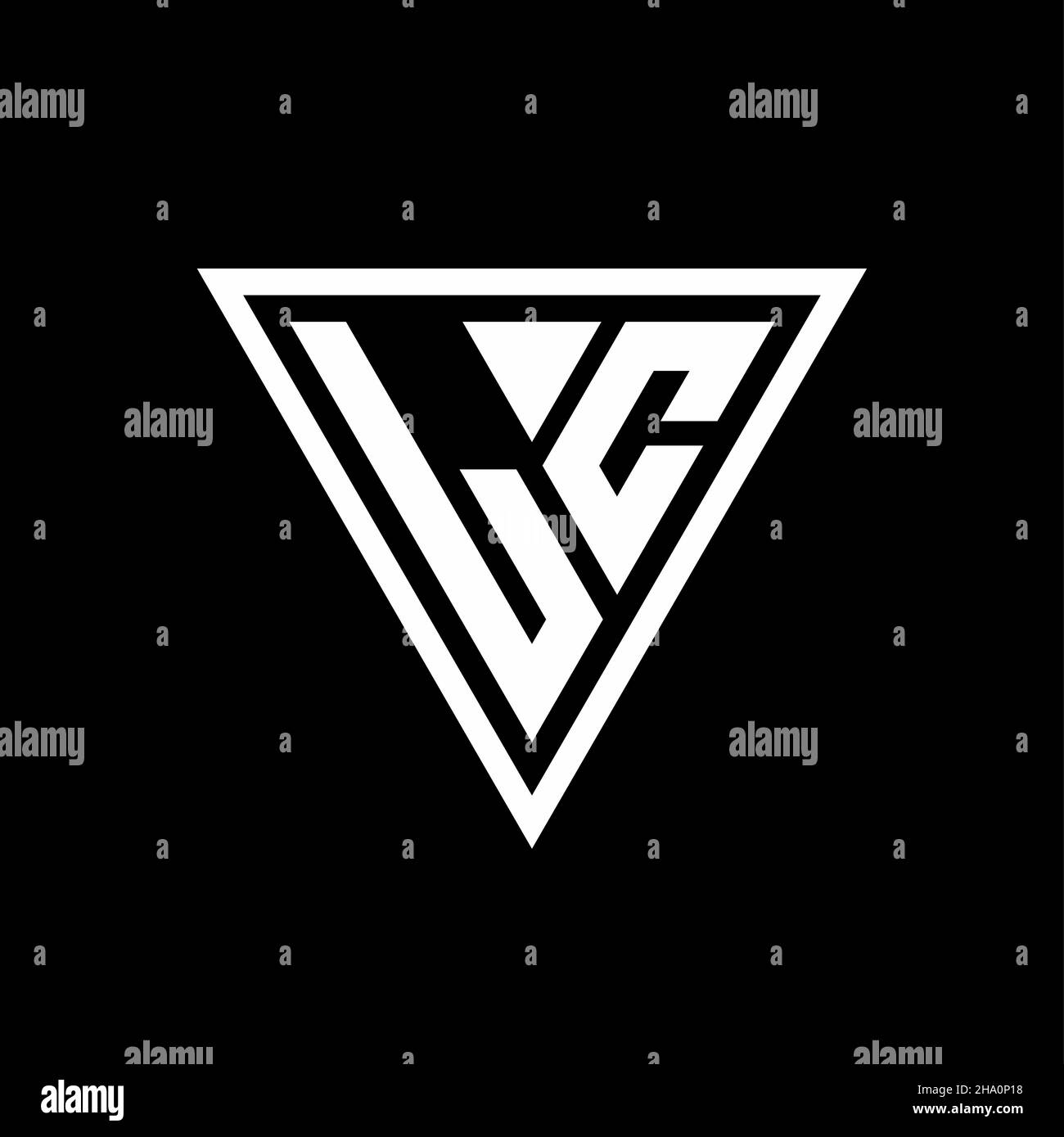 LC-Logo-Monogramm mit tirangle Form isoliert auf schwarzem Hintergrund geometrische Vektor-Symbol Stock Vektor
