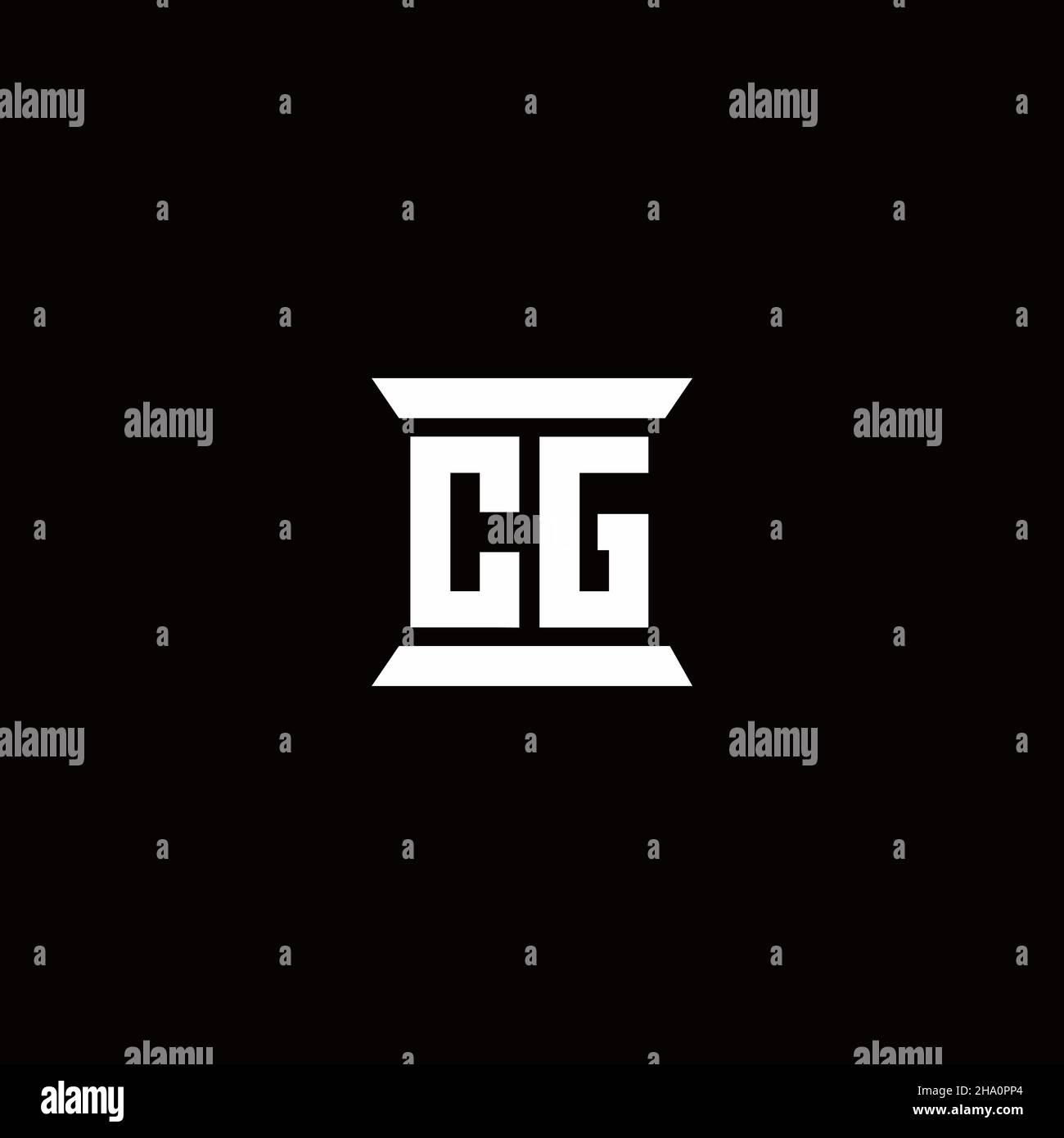 CG-Logo Initial Letter Monogramm mit Säule Form Design-Vorlage isoliert auf schwarzem Hintergrund Stock Vektor