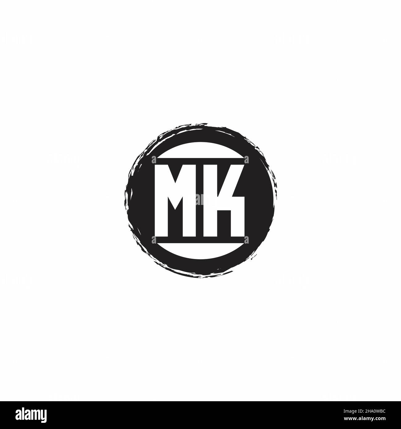MK Logo Initial Letter Monogram mit abstrakter kreisförmiger Designvorlage isoliert auf weißem Hintergrund Stock Vektor