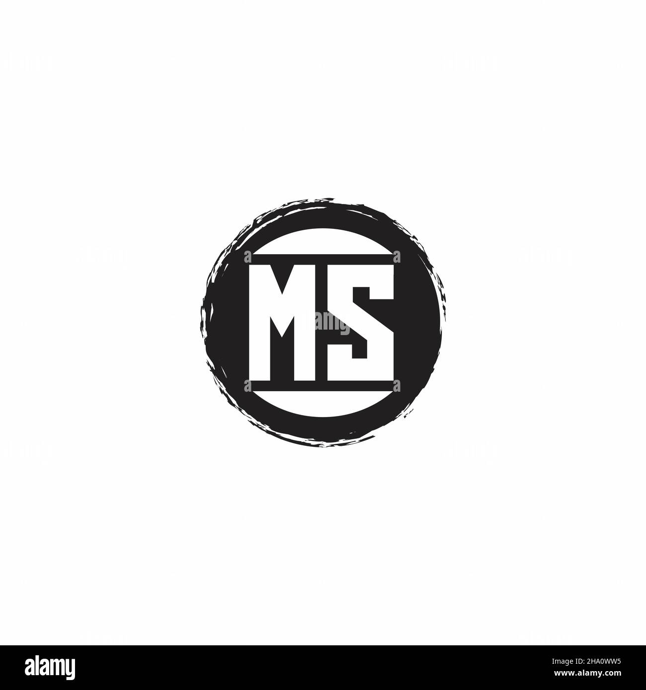 MS Logo Initial Letter Monogram mit abstrakter kreisförmiger Designvorlage isoliert auf weißem Hintergrund Stock Vektor