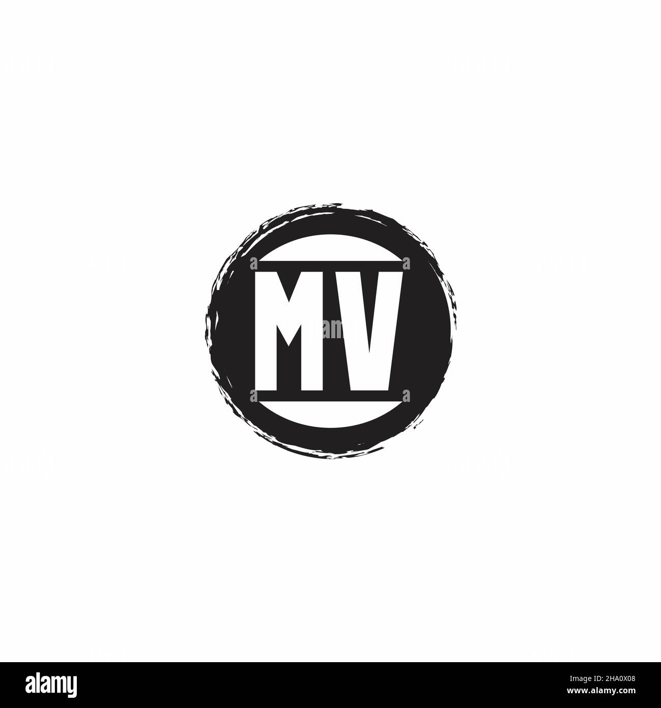 MV Logo Initial Letter Monogram mit abstrakter kreisförmiger Designvorlage isoliert auf weißem Hintergrund Stock Vektor