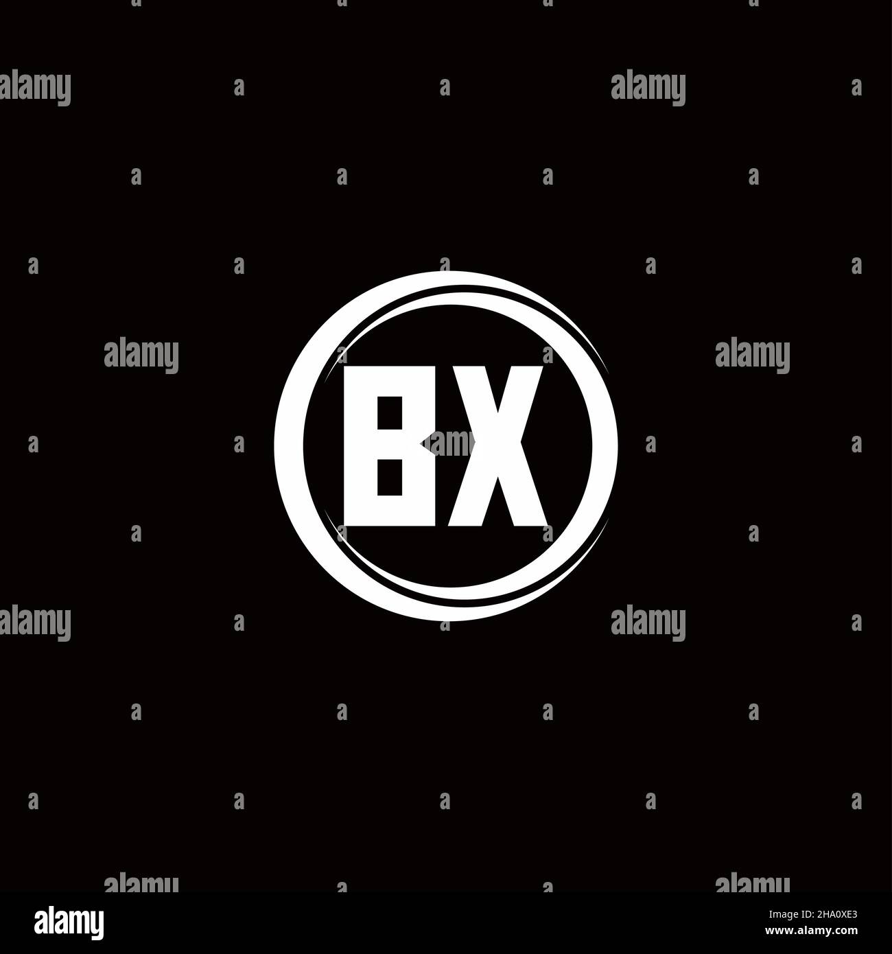 BX-Logo Initial Letter Monogram mit kreisförmigen Scheibe abgerundete Design-Vorlage isoliert auf schwarzem Hintergrund Stock Vektor