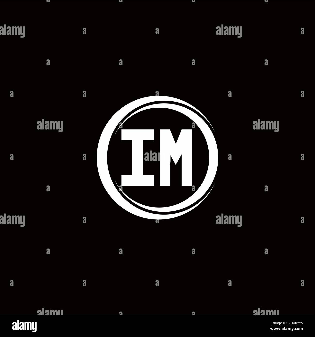 IM-Logo Initial Letter Monogramm mit Kreis Scheibe abgerundete Design-Vorlage isoliert auf schwarzem Hintergrund Stock Vektor