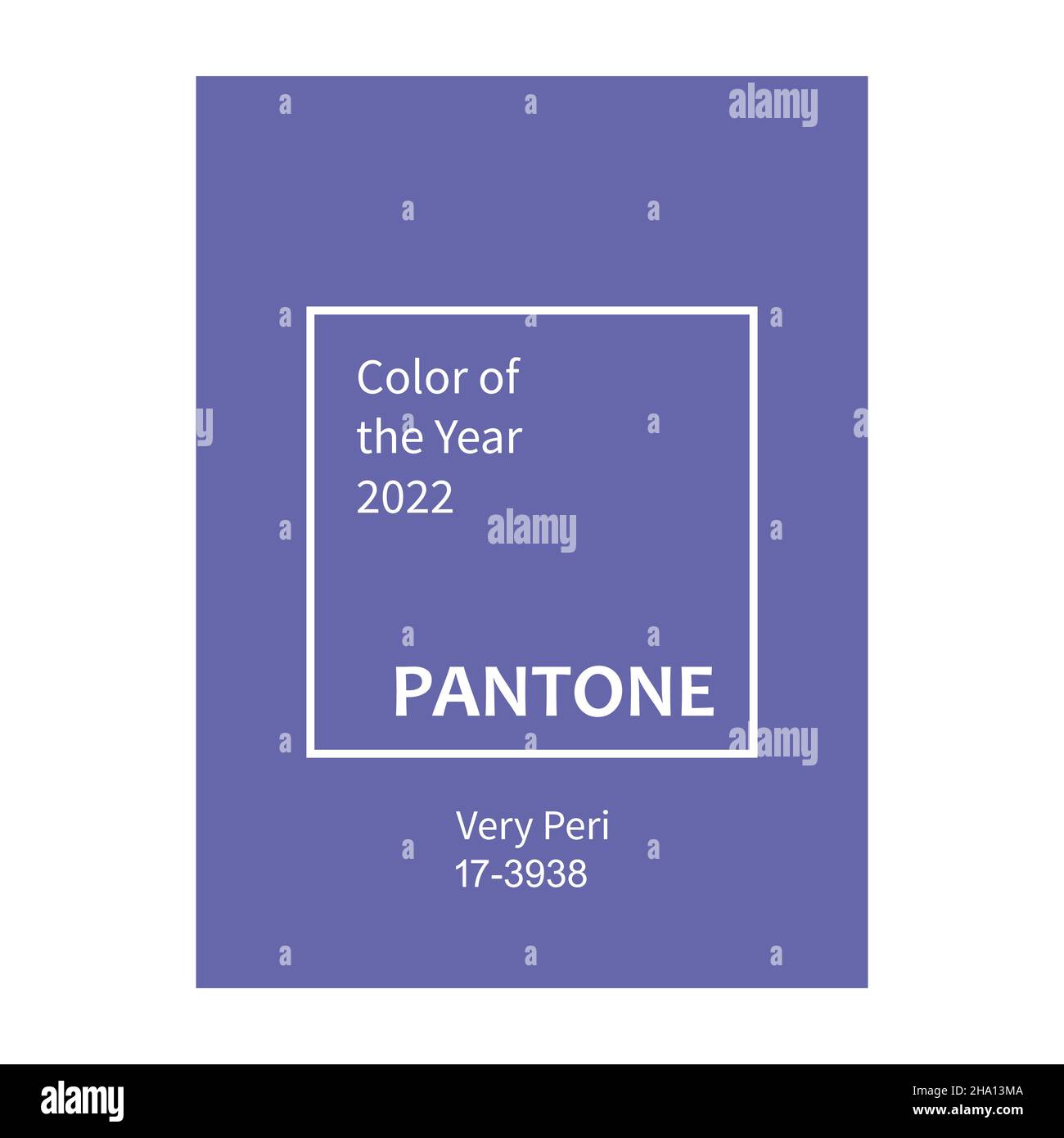 Vinnytsia, Ukraine - 9. Dezember 2021: Pantone Very Peri Trending Color of the Year 2022. Vektordarstellung auf weißem Hintergrund isoliert Stock Vektor