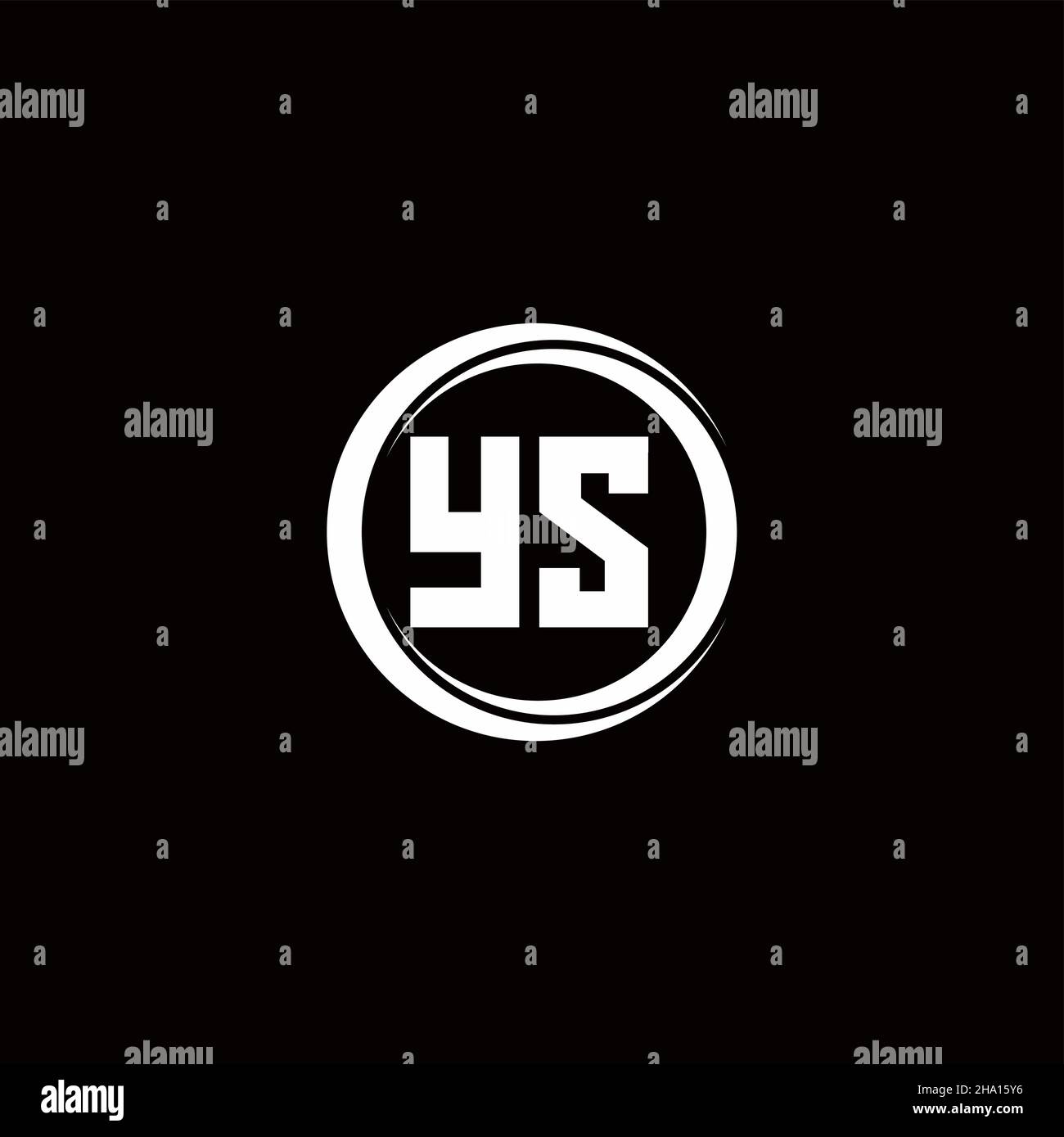 YS-Logo Anfangsbuchstabenmonogramm mit kreisförmigen Scheibe abgerundete Designvorlage isoliert auf schwarzem Hintergrund Stock Vektor