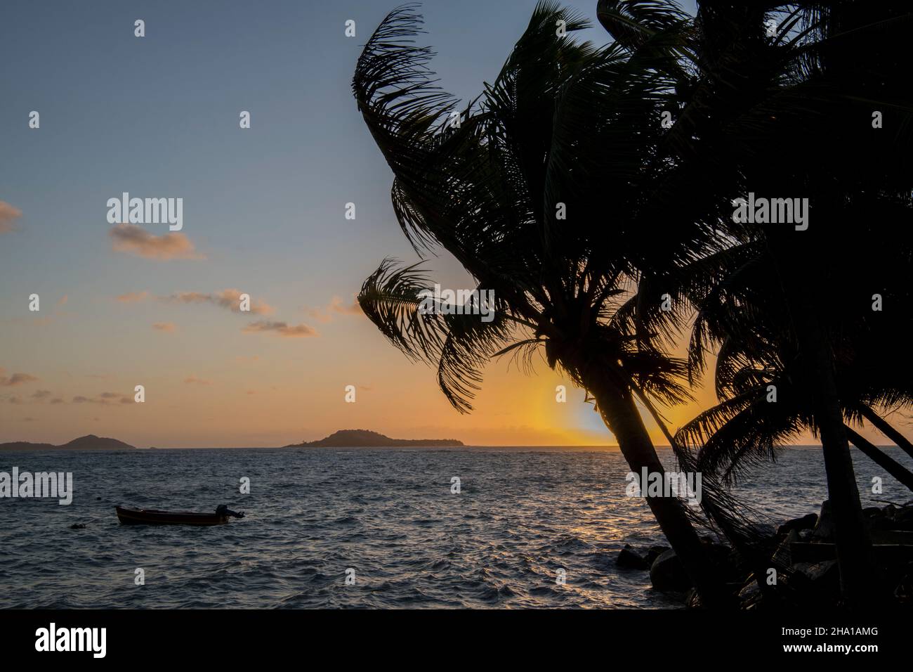 Sunset Point Grand Anse Praslin Seychellen Stockfoto