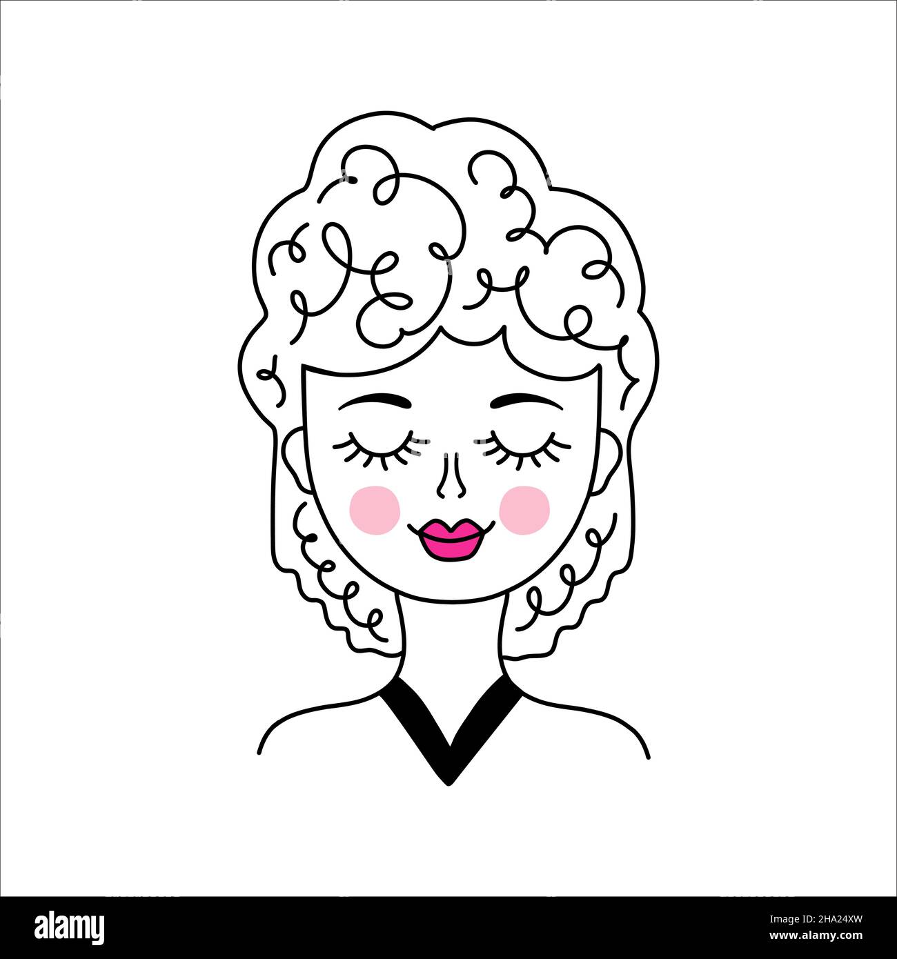 Frauengesicht im Doodle-Stil. Stock Vektor