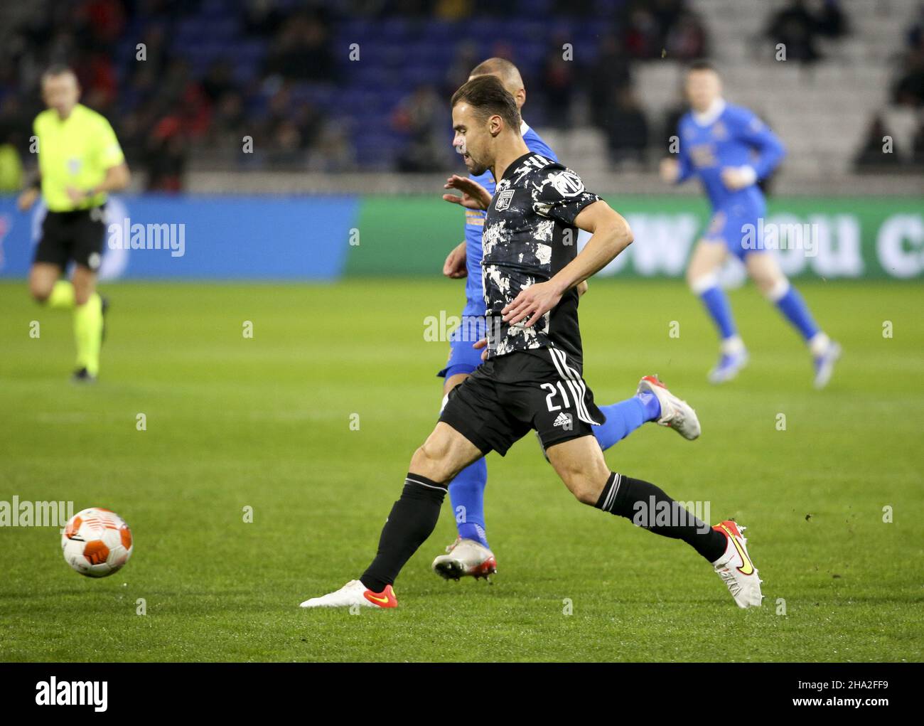 Decines Charpieu In Der Nähe Von Lyon, Frankreich. 09th Dez 2021. Damien Da Silva aus Lyon während der UEFA Europa League, Gruppe-A-Fußballspiel zwischen Olympique Lyonnais (Lyon) und dem Rangers FC am 9. Dezember 2021 im Groupama-Stadion in Decines-Charpieu bei Lyon, Frankreich - Foto: Jean Catuffe/DPPI/LiveMedia Kredit: Unabhängige Fotoagentur/Alamy Live News Stockfoto