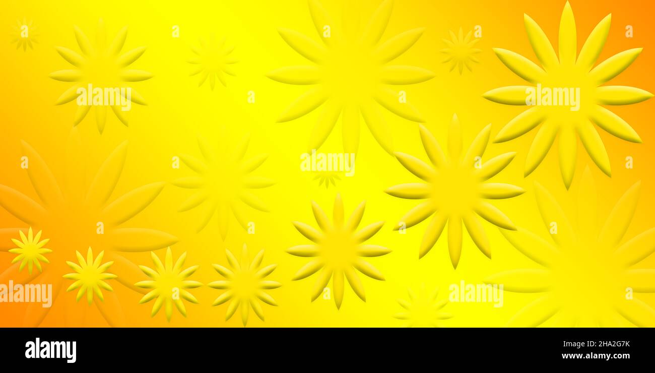 Schöne Gelbe Farbe Hintergrund Oder Hintergrund-Design Mit Blumen Stockfoto