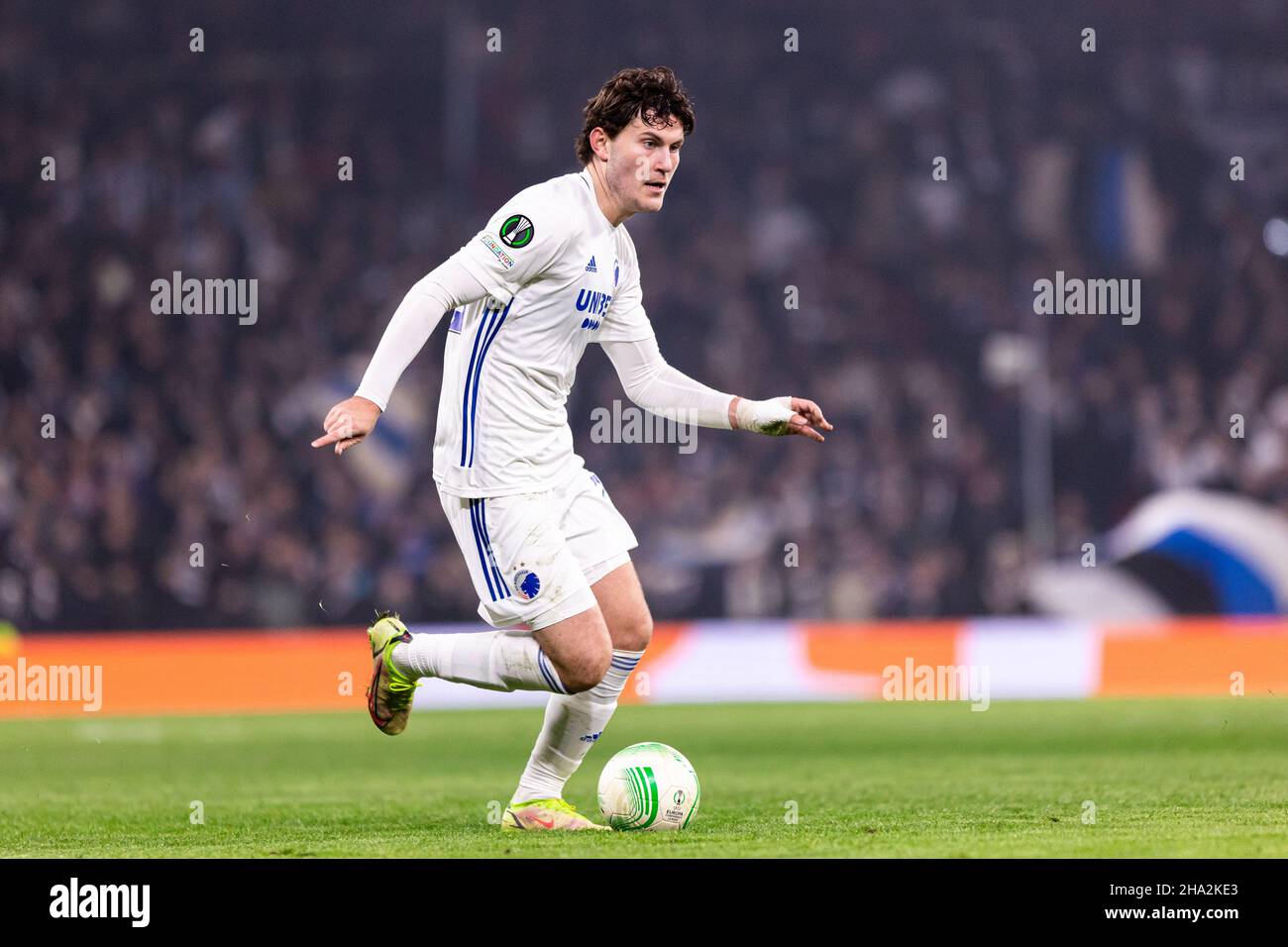 Kopenhagen, Dänemark. 09th Dez 2021. Jonas Wind (23) vom FC Kopenhagen während des UEFA Europa Conference League-Spiels zwischen dem FC Kopenhagen und Slovan Bratislava im Park in Kopenhagen. (Foto: Gonzales Photo/Alamy Live News Stockfoto