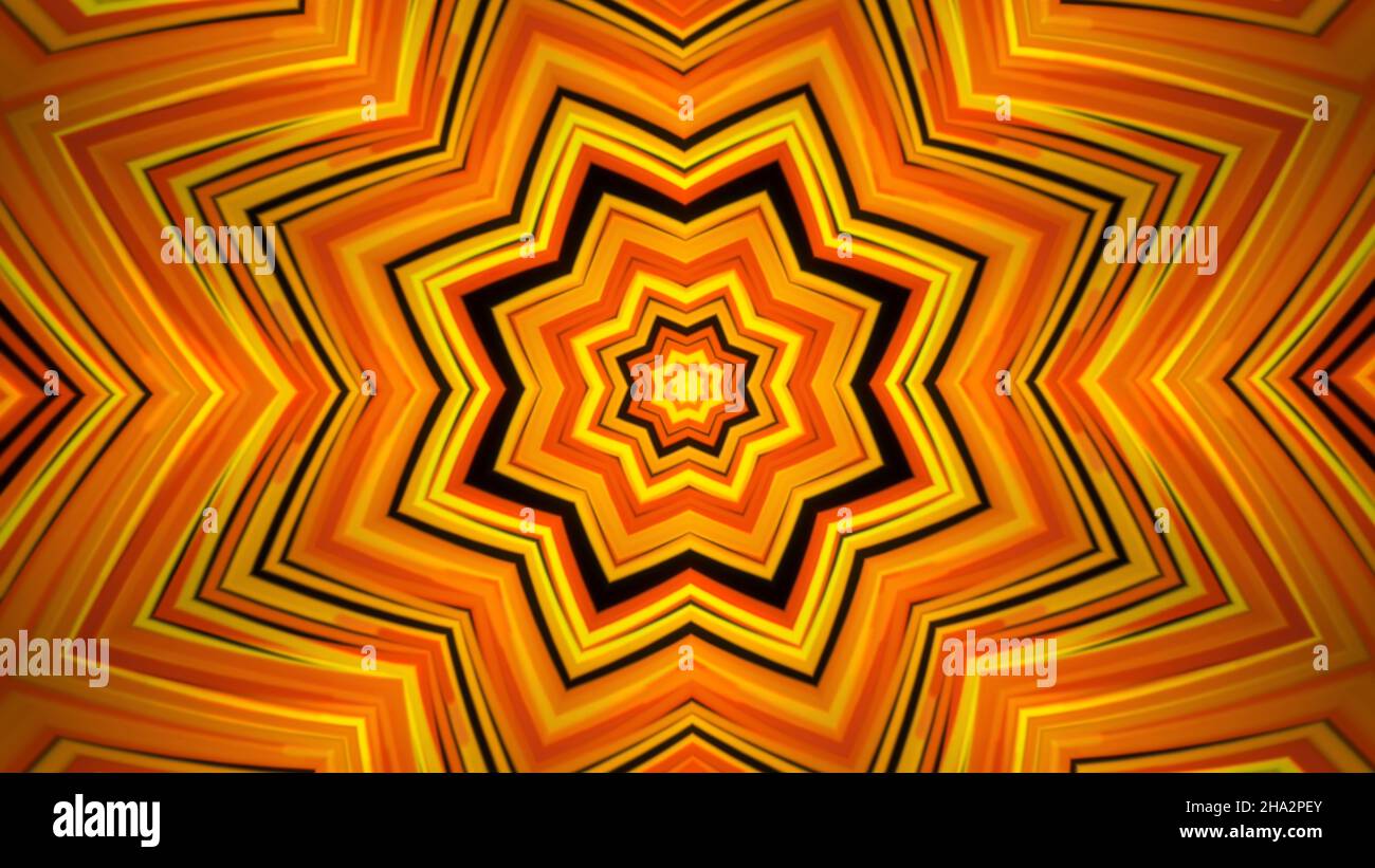 Schöne bunte Kaleidoskop mit Blume abstrakten Muster wechselnden Farben und Größe der Formen. Abstrakte Kaleidoskop Bewegung Hintergrund Stockfoto