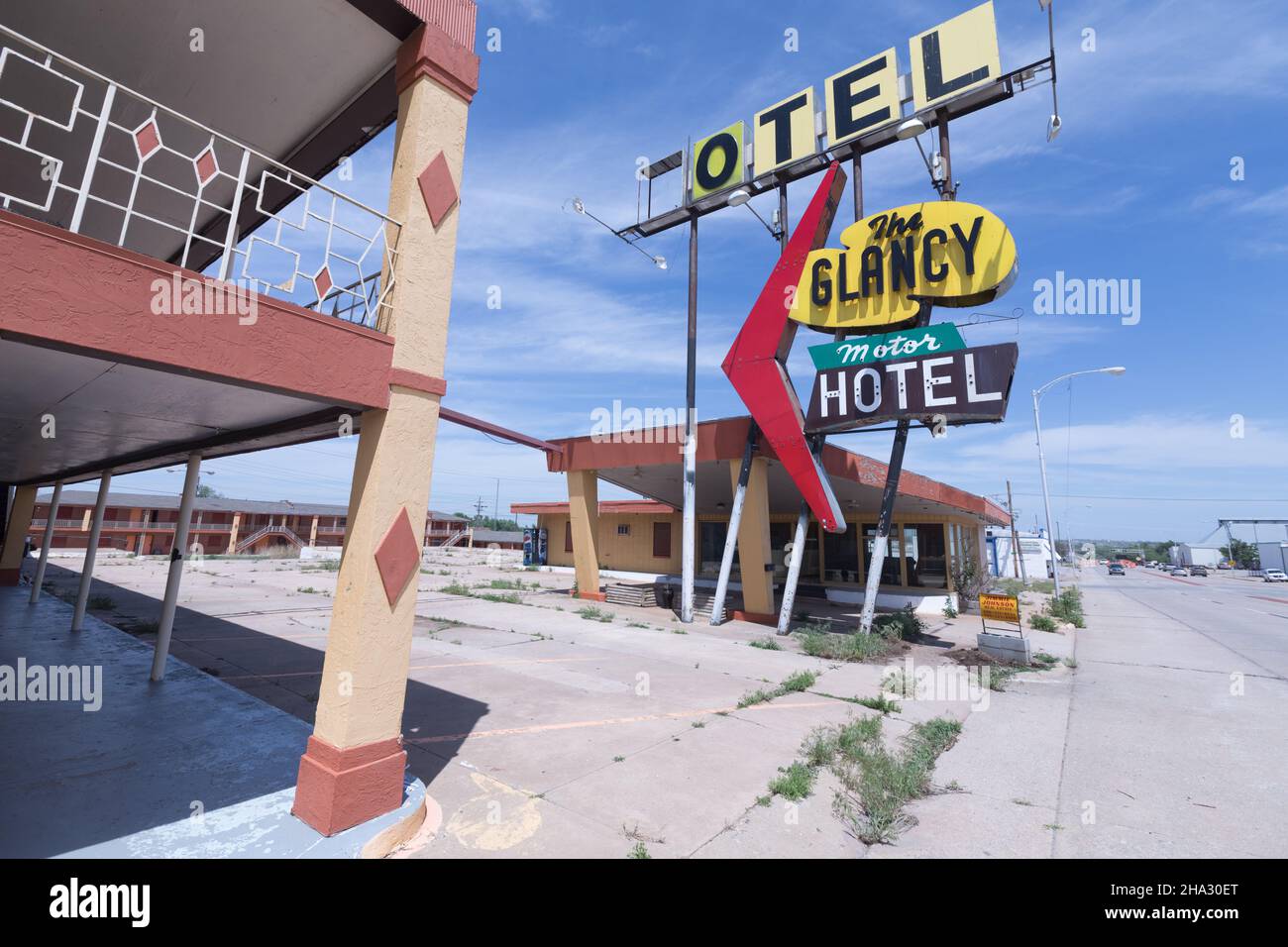 Clinton , Oklahoma, USA, Vintage Glancy Motel Stockfoto