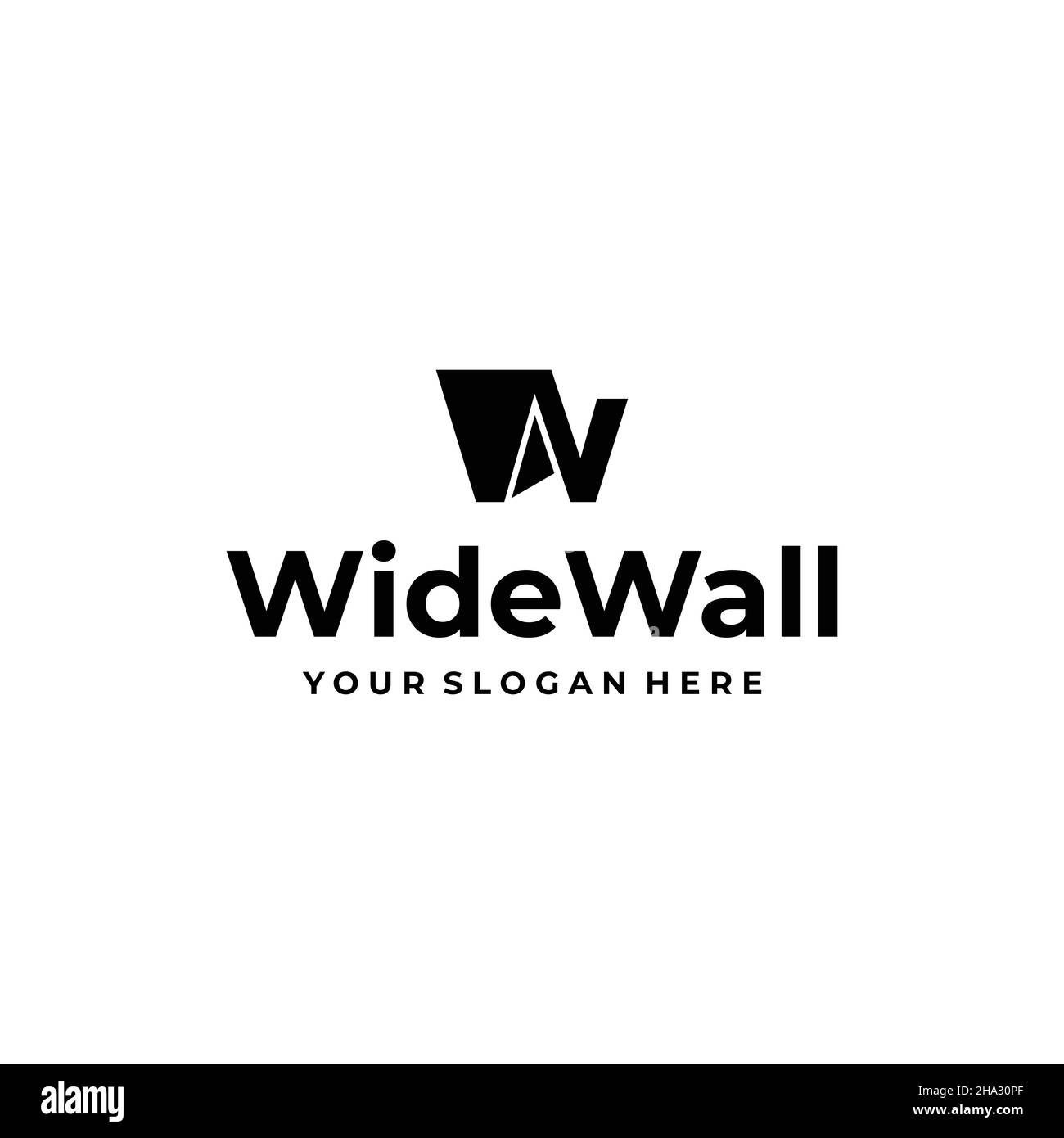 Flaches Buchstabenzeichen Initial W BREITE WAND Logo-Design Stock Vektor