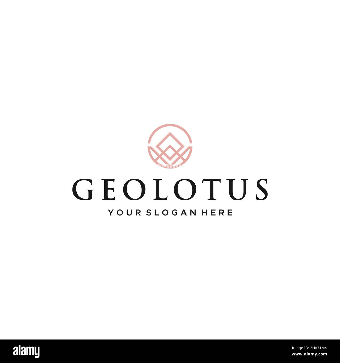 Minimalistisches, einfaches Design mit GEO LOTUS Logo Stock Vektor