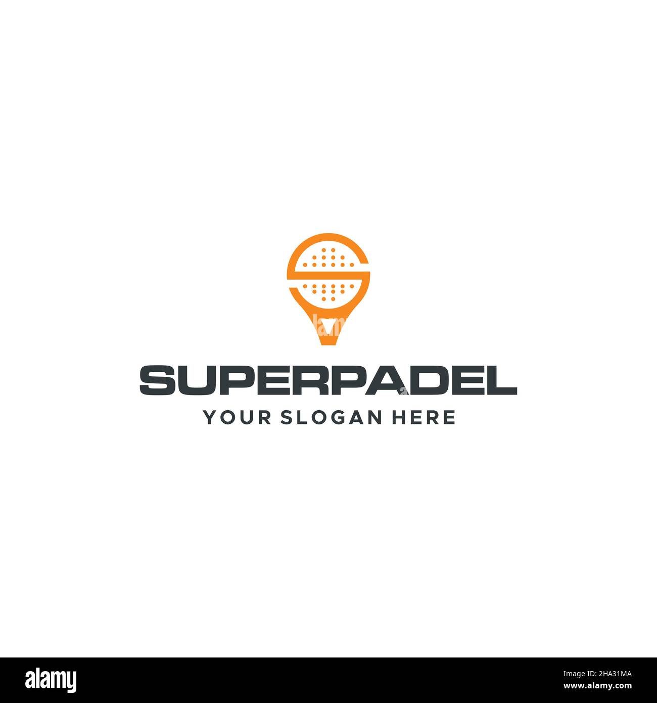 Flaches Buchstabenzeichen Initial S SUPER PADEL Logo-Design Stock Vektor