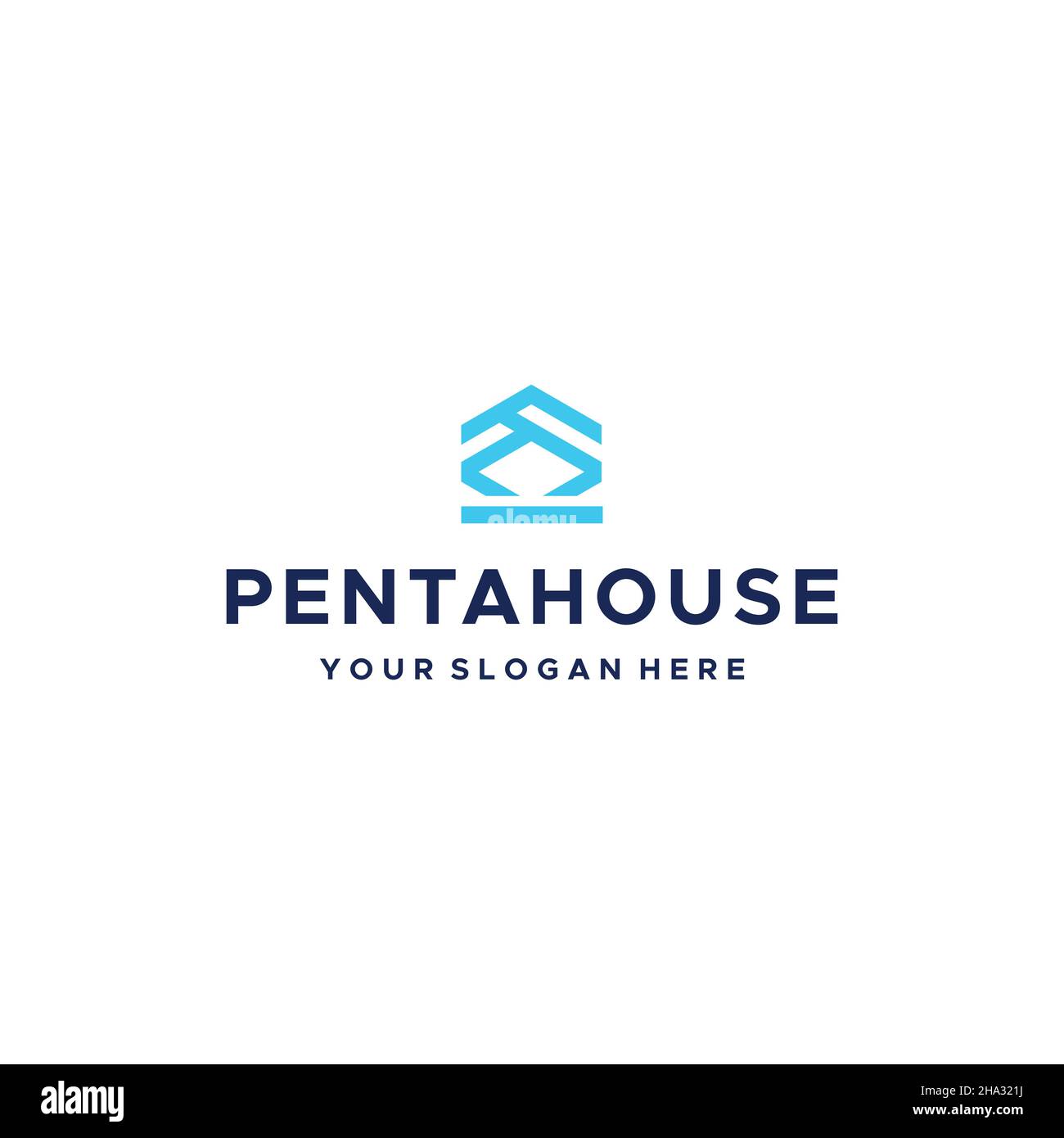 Wohnung PENTA HAUS Gebäude Immobilien Logo Design Stock Vektor