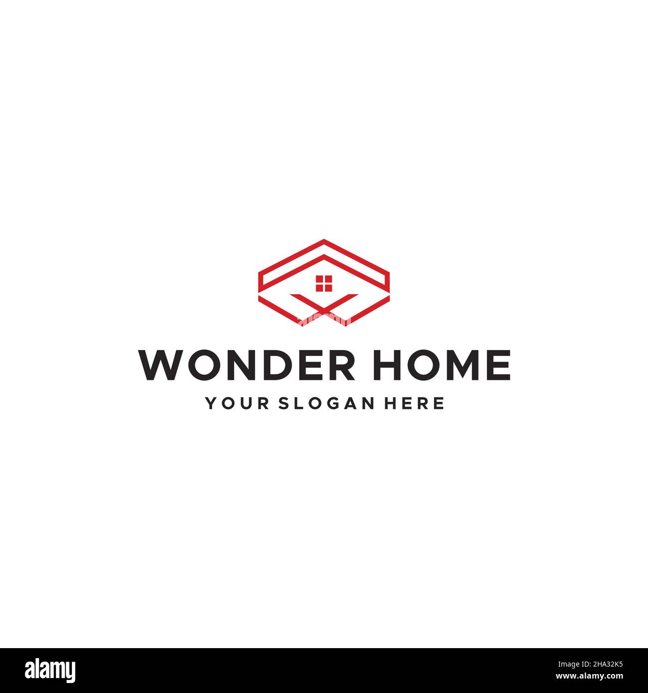 Wohnung WUNDER HAUS Gebäude Immobilien Logo Design Stock Vektor