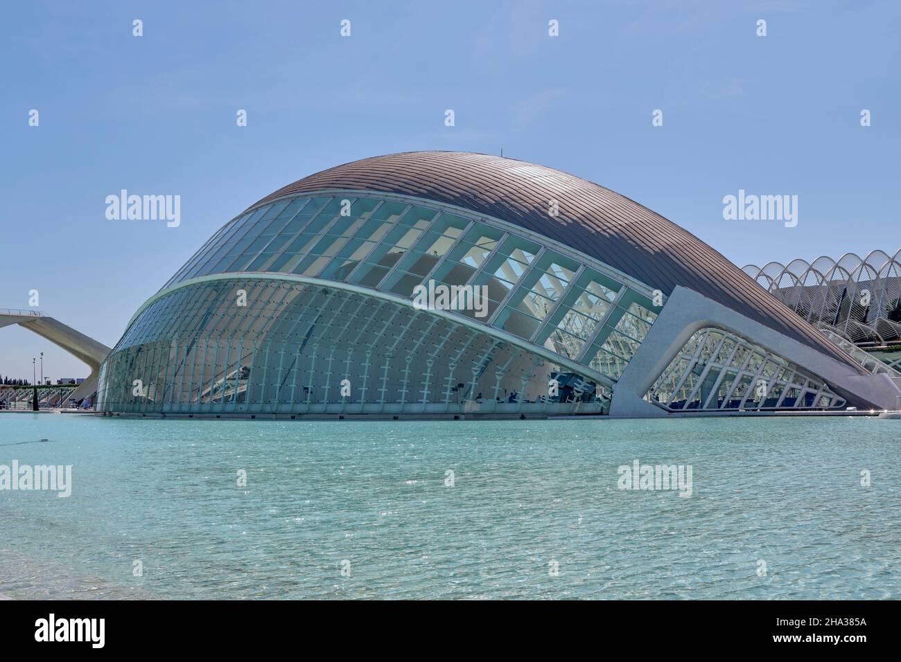 Stadt der Künste und Wissenschaften, Architekt Ingenieur Santiago Calatrava, Architektur modern. Hemisferisch. Valencianische Gemeinschaft, Spanien, Europa Stockfoto