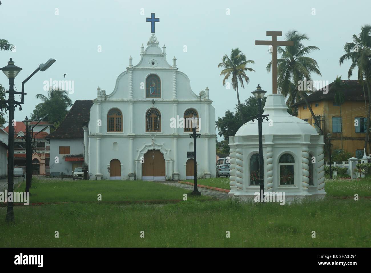 Portugiesische Kolonialkirche unserer Lieben Frau der Hoffnung, Nossa Senhora de Esperanca auf Vypeen Island, Kochi, Kerala, Indien Stockfoto