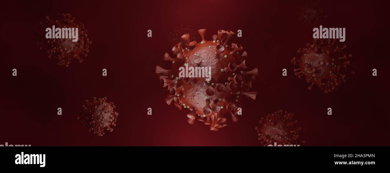 Coronavirus-Variante Delta omicron covid-19 Pandemia Banner Hintergrund 3D Abbildung Stockfoto