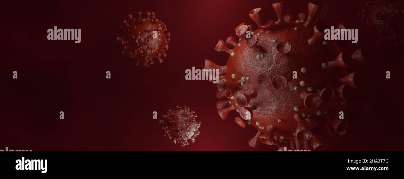 Coronavirus Covid-19 Hintergrundbanner - 3D Rendering Stockfoto