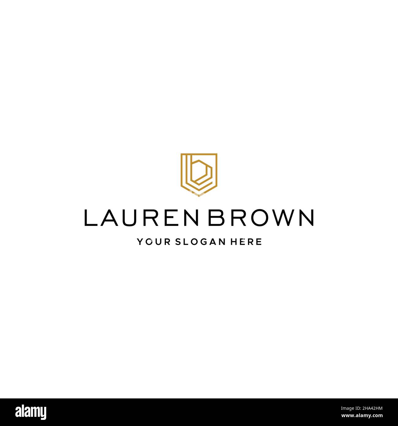 Flaches Buchstabenzeichen Initiales LAUREN-BRAUNES Logo-Design Stock Vektor
