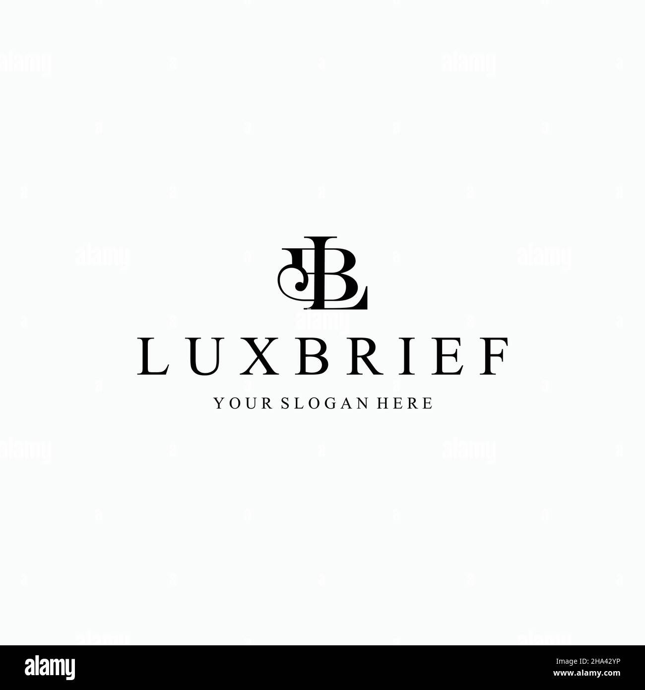 Flaches Buchstabenzeichen mit anfänglichem LB LUXBRIEF-Logo Stock Vektor