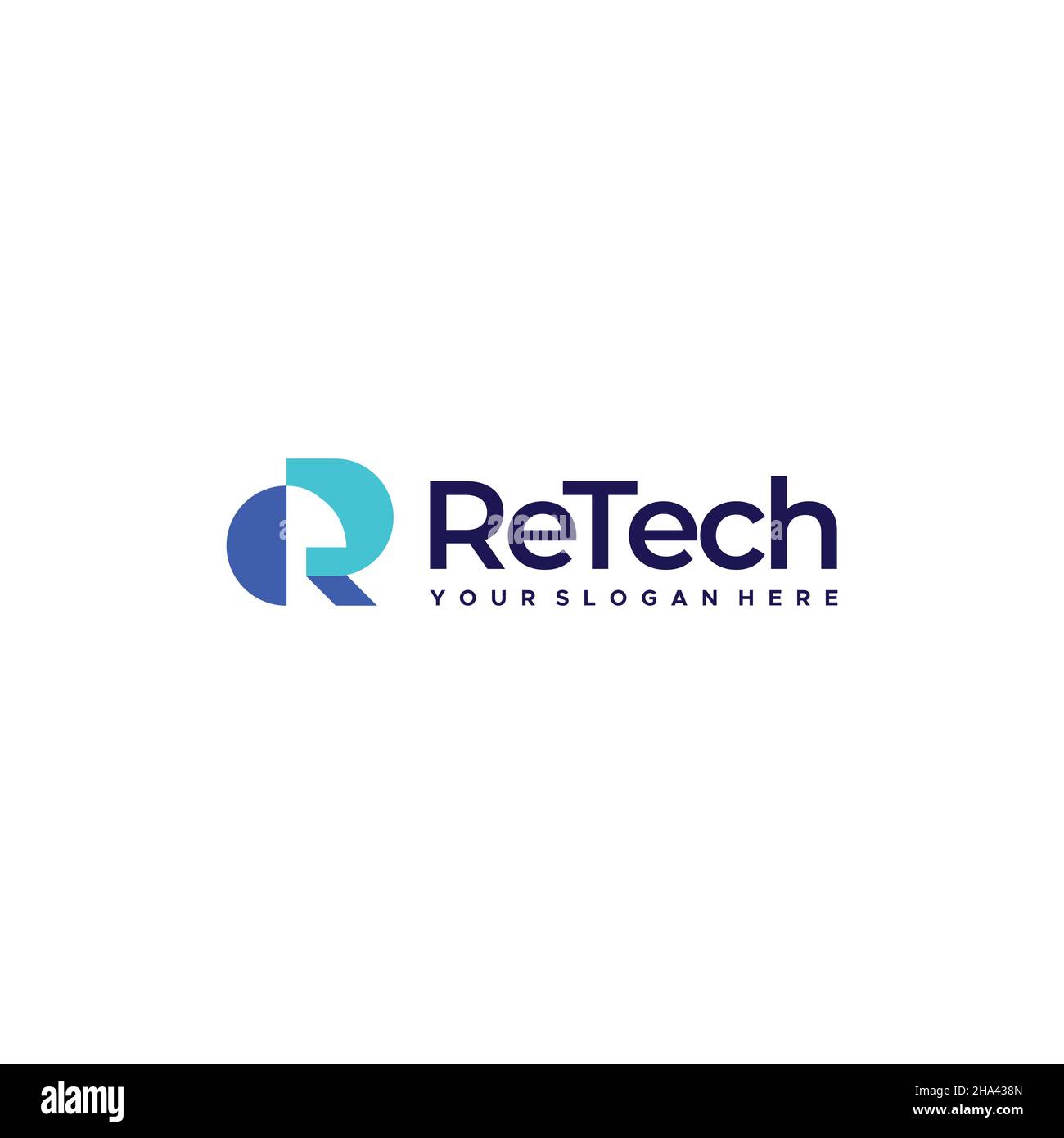 Modernes flaches, farbenfrohes Initial R RETECH-Logo Stock Vektor