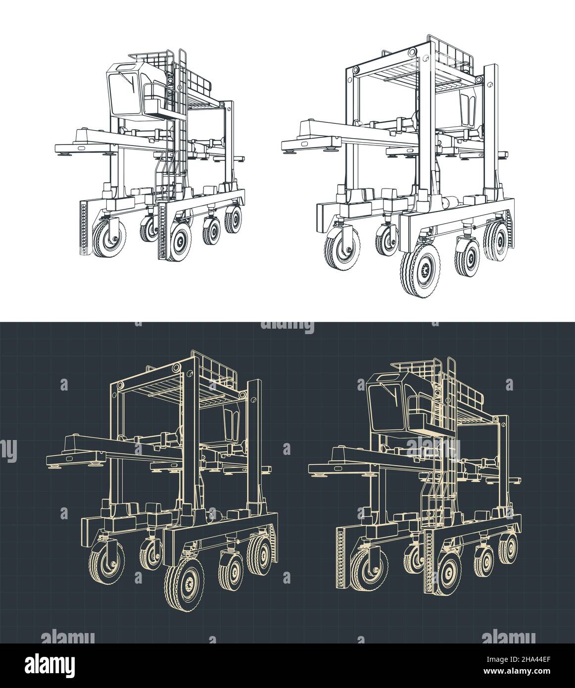 Stilisierte Vektordarstellung von Zeichnungen des Radträgers Stock Vektor