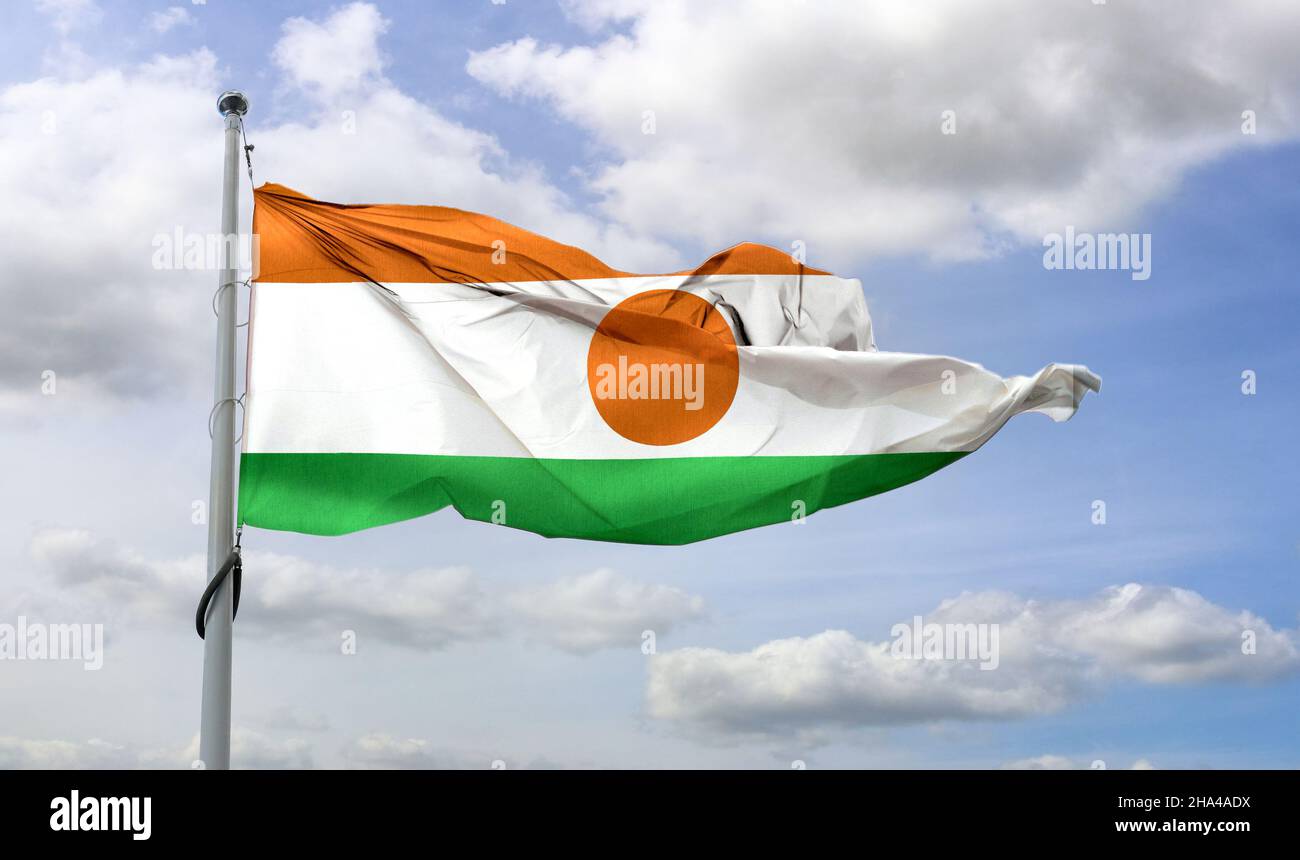 Niger Flagge - realistische wehende Stoffflagge Stockfoto
