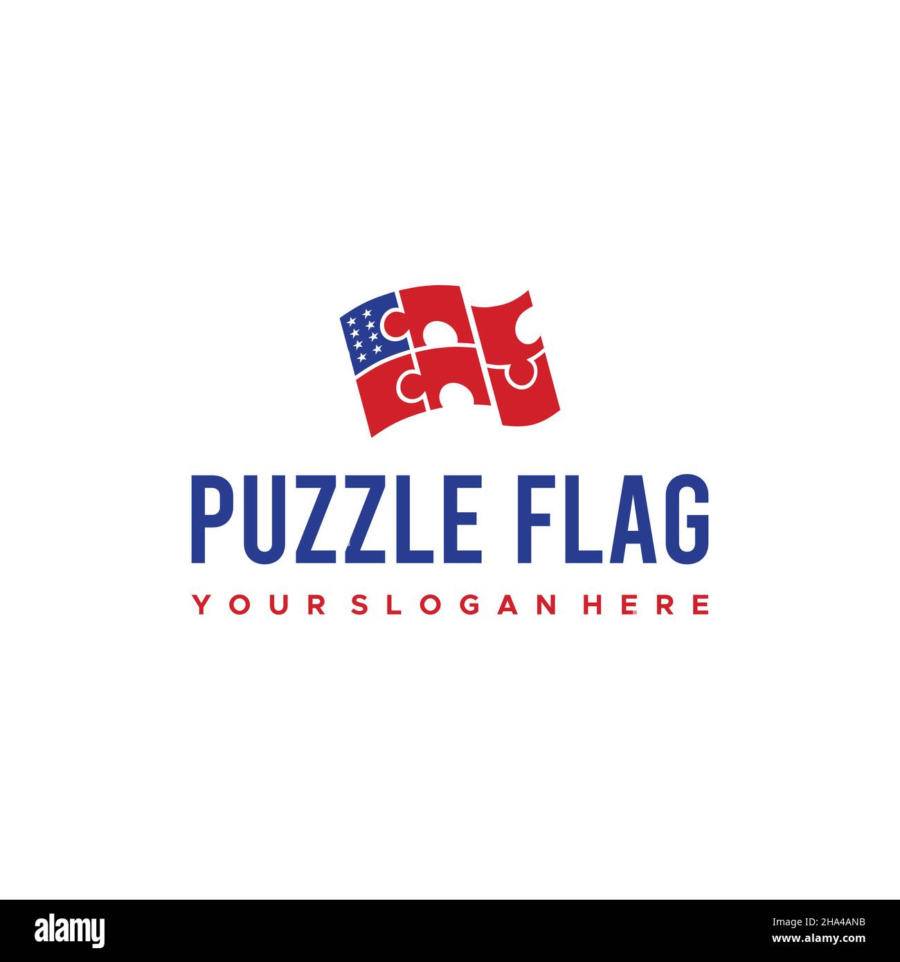 Modernes, flaches, farbenfrohes PUZZLE CARE Logo-Design Stock Vektor