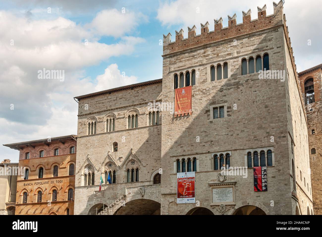Palazzo del Popolo und Palazzo del Capitano am Piazza del Popolo, Todi, Umbrien, Italien Stockfoto