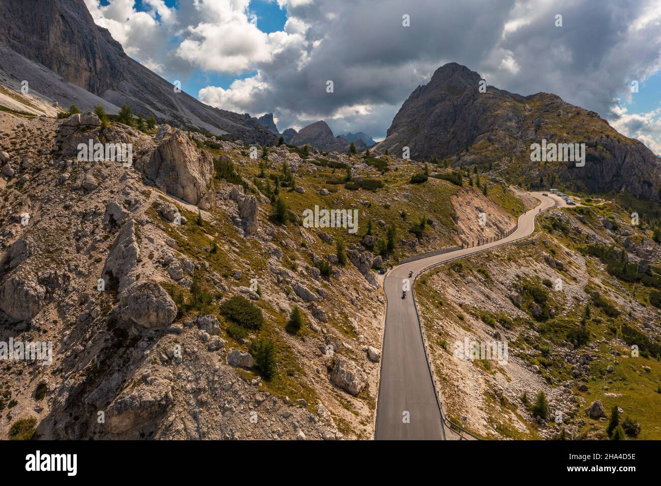Luftaufnahme des Passo Valparola in Italien Stockfoto