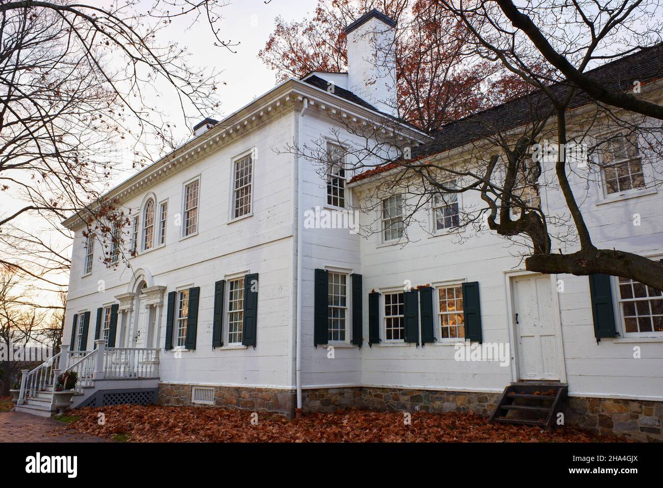 Das im georgischen Stil gehaltene Ford Mansion war von Dezember 1779 bis Juni 1780 während des amerikanischen Revolutionskrieges das Hauptquartier von George Washington.Morristown.New Jersey.USA Stockfoto