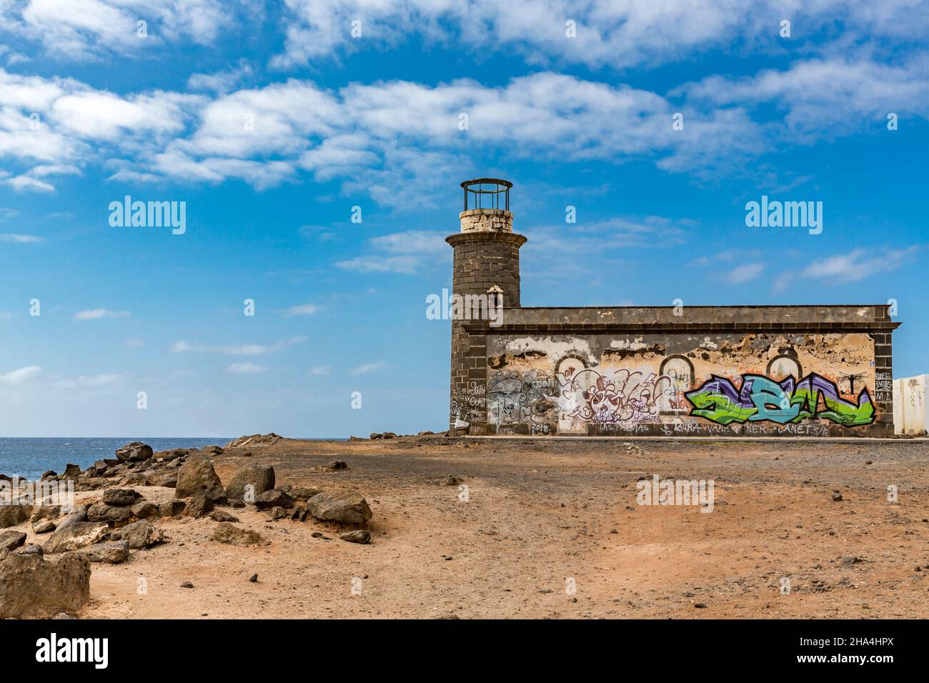 Alter Leuchtturm, faro de punta pechiguera, playa blanca, lanzarote, Kanaren, kanarische Inseln, spanien, europa Stockfoto
