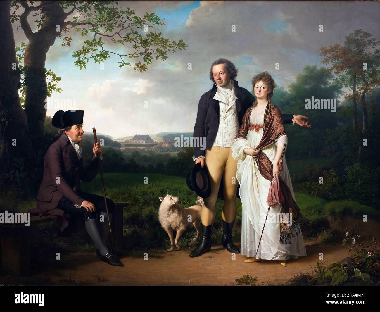 Niels Ryberg mit seinem Sohn Johan Christian und seiner Schwiegertochter Engelke, geborene Falbe des dänischen Künstlers Jens Juel (1745-1802), Öl auf Leinwand, 1797 Stockfoto