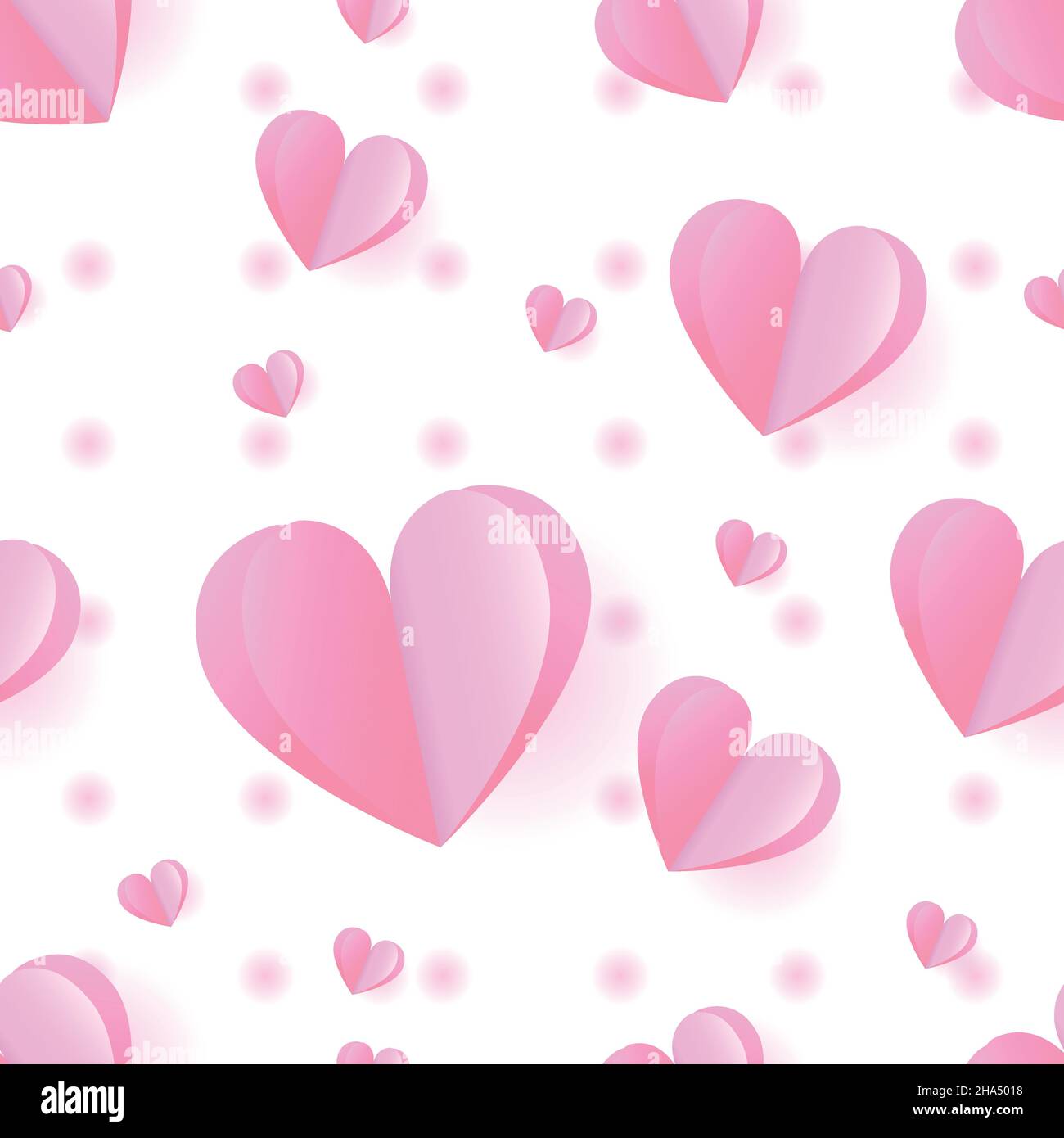 Nahtloses Muster aus pinken Papierherzen. Perfekt zum Stempeln, Drucken, valentinstag Hintergründe, Liebe, Liebestag oder Geschenkpapier Stock Vektor